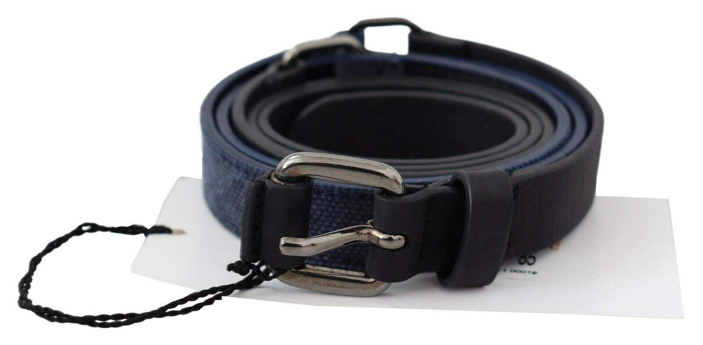 Costume National Black Blue Leather Silver Logo Belt 85 cm / 34 Inches, Belts - Women - Accessories, Black, Costume National, feed-agegroup-adult, feed-color-Black, feed-gender-female at SEYMAYKA