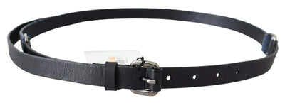 Costume National Black Blue Leather Silver Logo Belt 85 cm / 34 Inches, Belts - Women - Accessories, Black, Costume National, feed-agegroup-adult, feed-color-Black, feed-gender-female at SEYMAYKA
