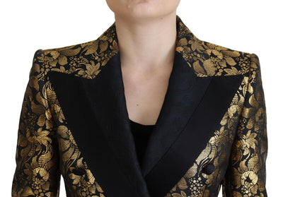 Dolce & Gabbana Black Gold Jacquard Coat Blazer Jacket