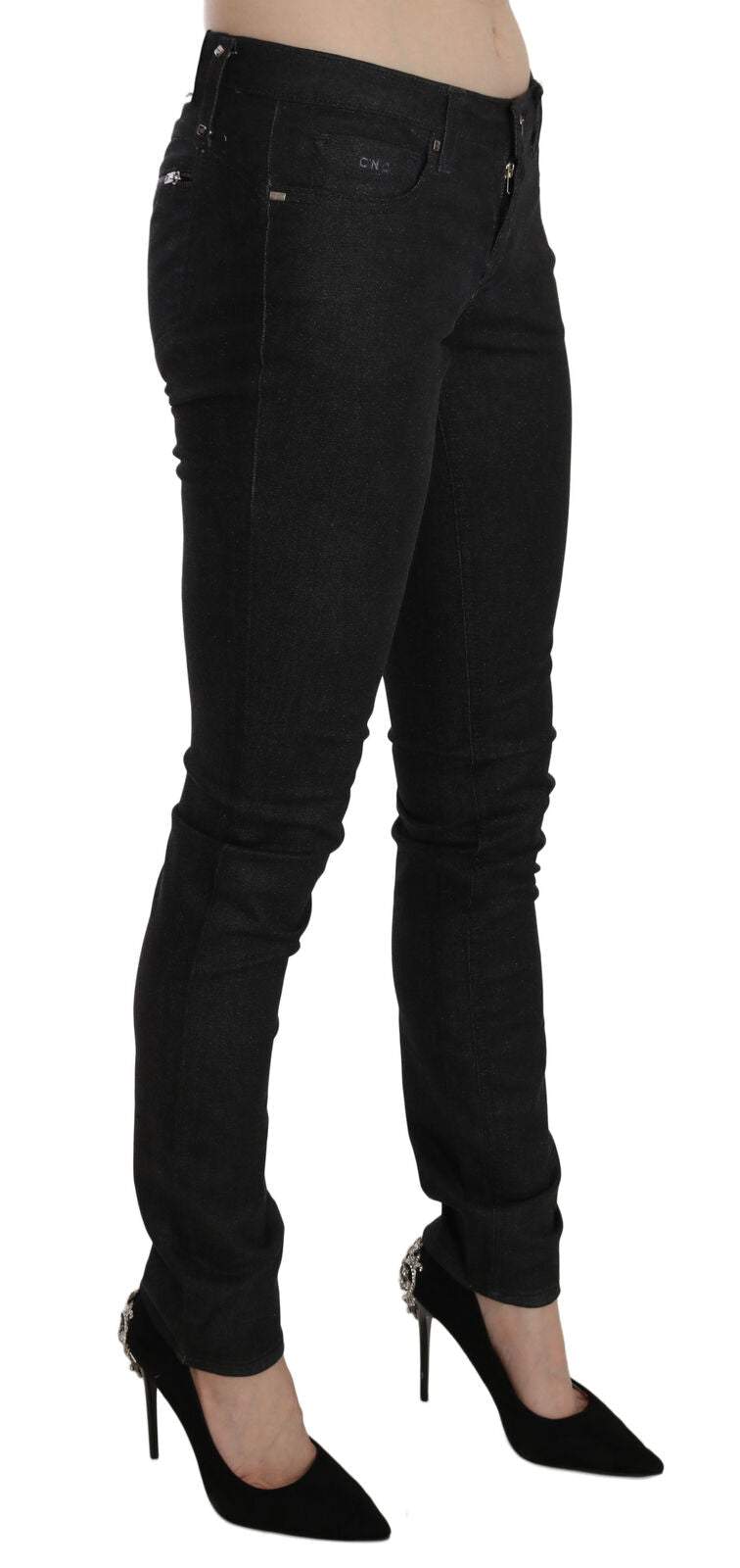Costume National Black Low Waist Skinny Casual Denim Jeans Black, Costume National, feed-agegroup-adult, feed-color-Black, feed-gender-female, Jeans & Pants - Women - Clothing, W26, W30, W31 at SEYMAYKA