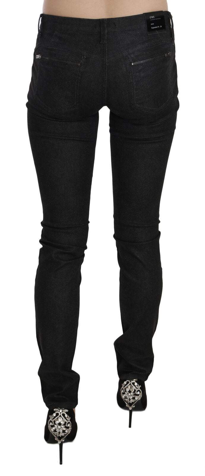Costume National Black Low Waist Skinny Casual Denim Jeans Black, Costume National, feed-agegroup-adult, feed-color-Black, feed-gender-female, Jeans & Pants - Women - Clothing, W26, W30, W31 at SEYMAYKA