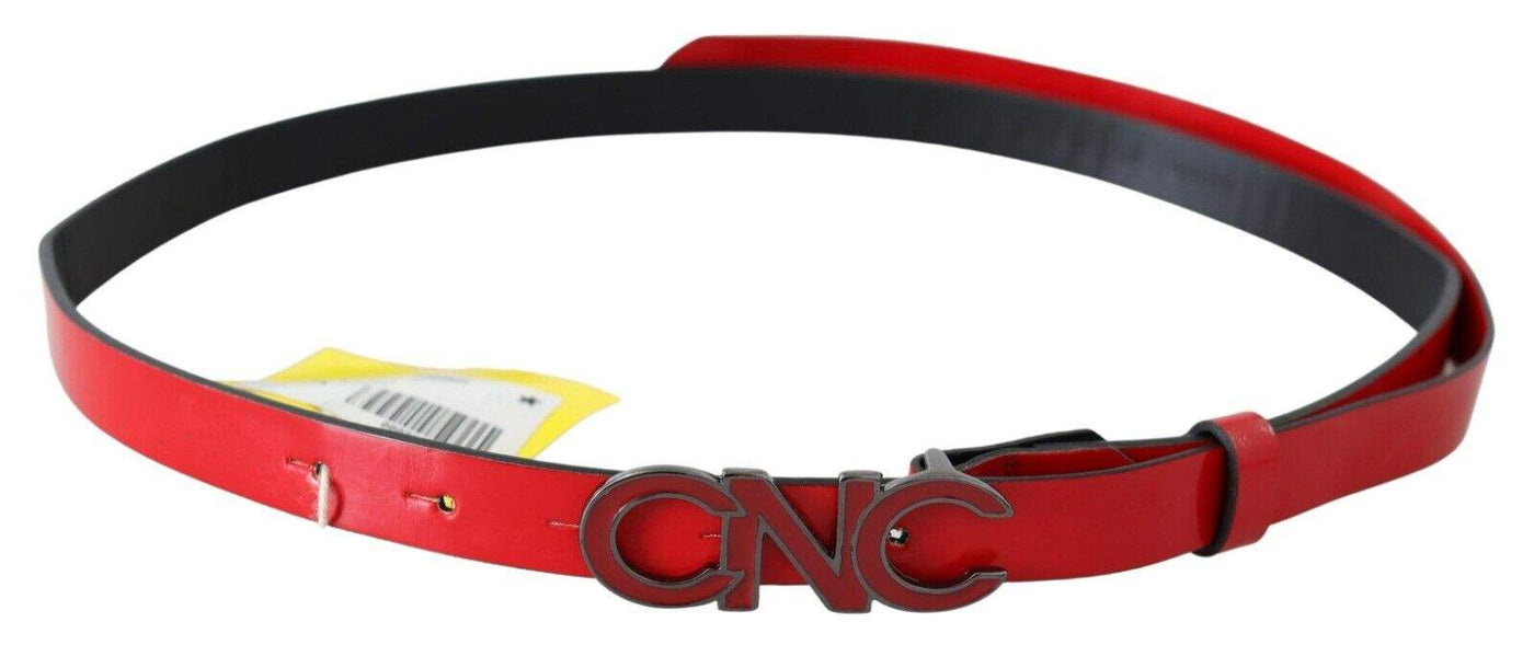 Costume National Red Black Reversible Leather Logo Buckle Belt 85 cm / 34 Inches, Belts - Women - Accessories, Costume National, feed-agegroup-adult, feed-color-Red, feed-gender-female, Red at SEYMAYKA