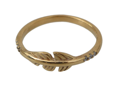 Nialaya Gold Feather Clear CZ 925 Silver Women 5, EU55 | US7, feed-agegroup-adult, feed-color-Gold, feed-gender-female, Gold, Nialaya, Rings - Women - Jewelry at SEYMAYKA