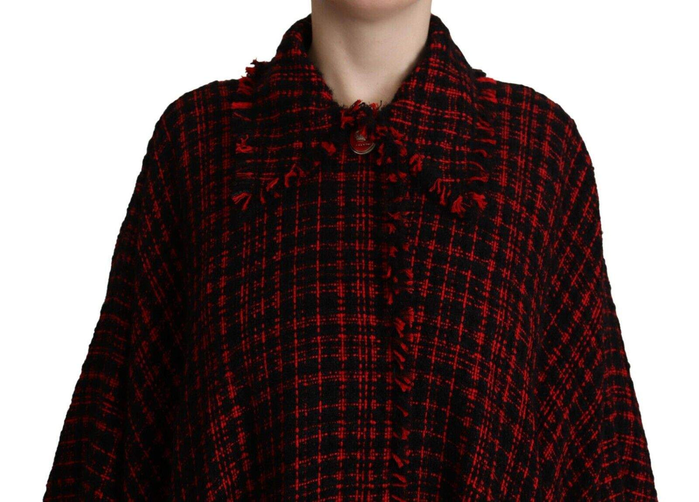 Dolce & Gabbana Black Red Cotton Checkered Over Coat Jacket Black and Red, Dolce & Gabbana, feed-1, IT40|S, Jackets & Coats - Women - Clothing at SEYMAYKA