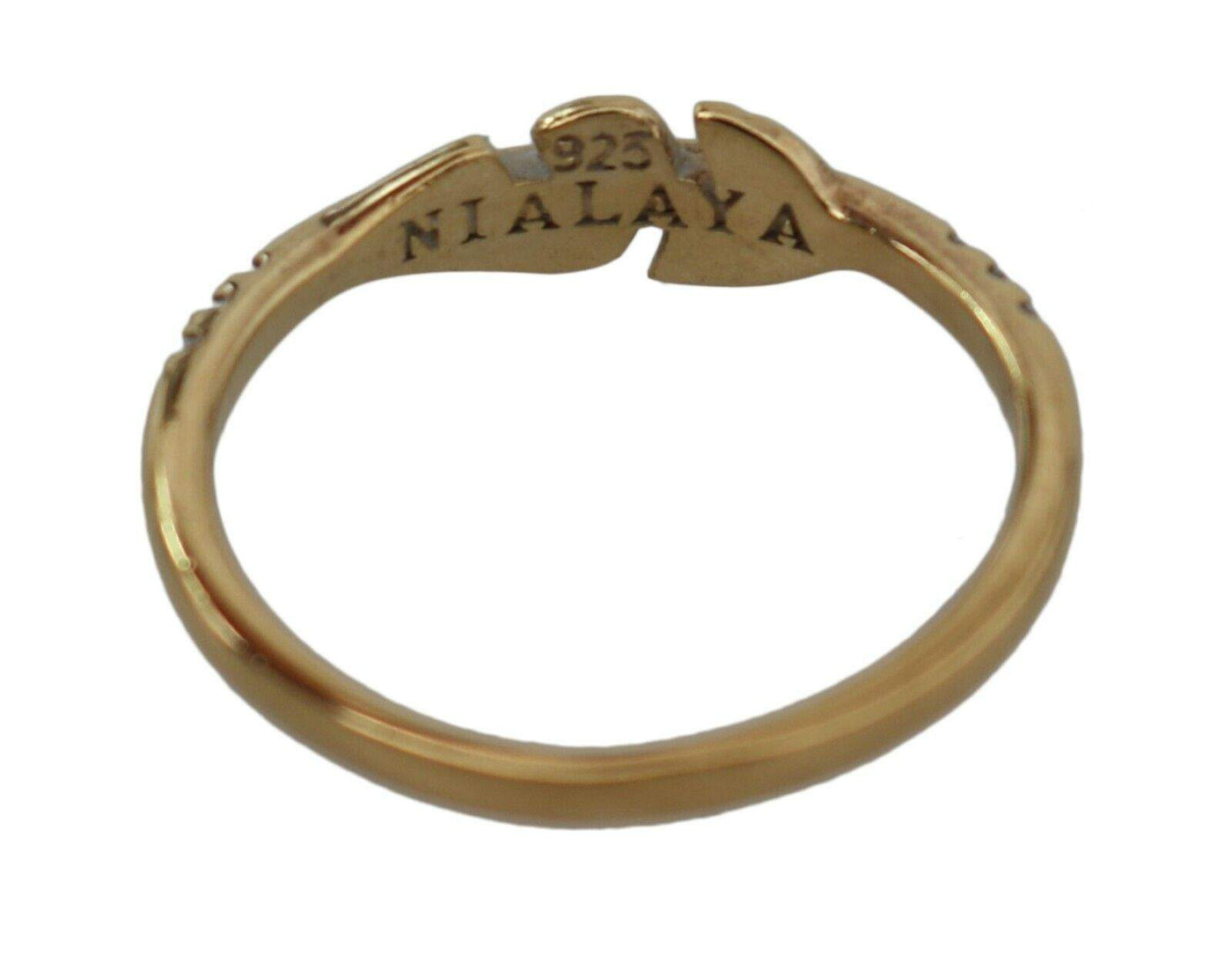 Nialaya Gold Feather Clear CZ 925 Silver Women 5, EU55 | US7, feed-agegroup-adult, feed-color-Gold, feed-gender-female, Gold, Nialaya, Rings - Women - Jewelry at SEYMAYKA