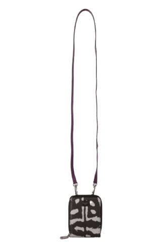 Dolce & Gabbana Black Tiger Leather Mini Bifold Sling Purse Wallet Dolce & Gabbana, feed-1, Purple and Black, Wallets - Women - Bags at SEYMAYKA