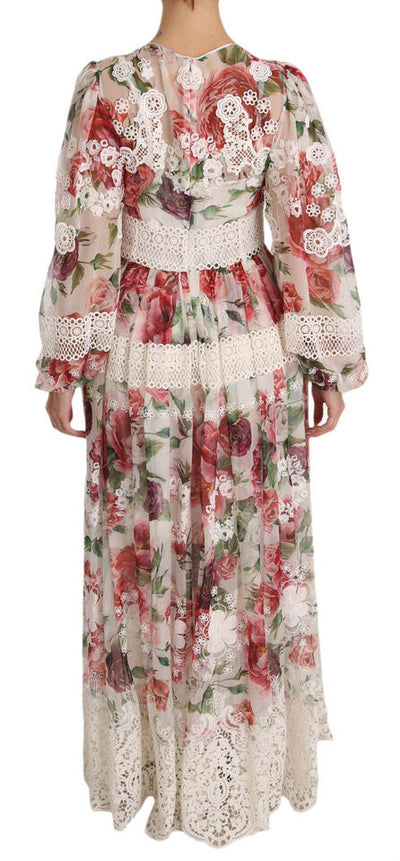 Dolce & Gabbana Multicolor Floral Silk Maxi A-Line Shift Dress