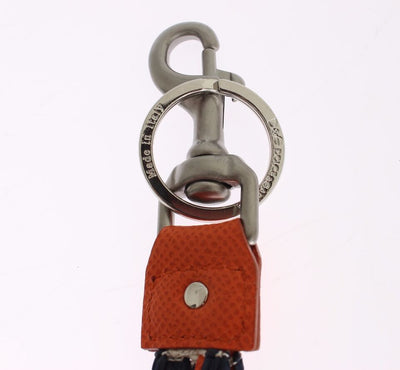 Dolce & Gabbana Red White Raffia Leather Clasp Finder Keyring Keychain