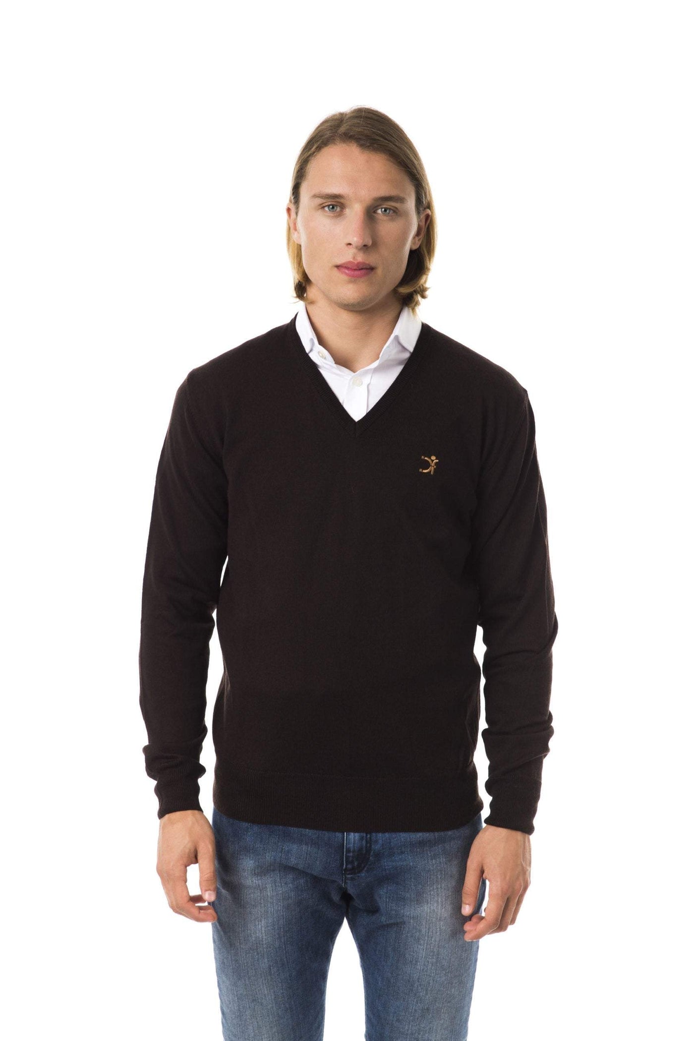 Uominitaliani v-neck emroidered Sweater #men, Brown, feed-color-Brown, feed-gender-adult, feed-gender-male, L, M, S, Sweaters - Men - Clothing, Uominitaliani, XL, XXL at SEYMAYKA