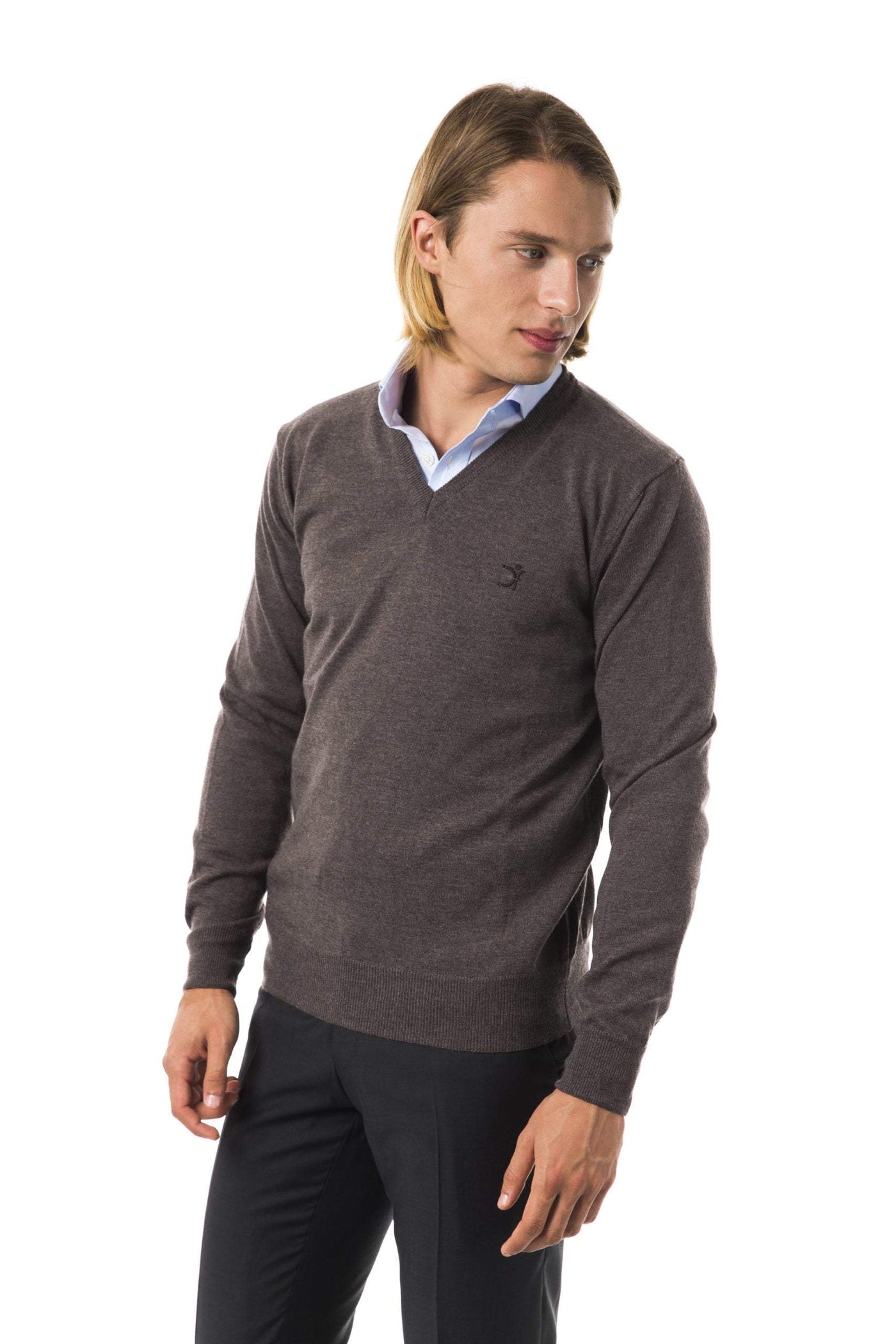Uominitaliani v-neck emroidered Sweater #men, feed-color-Gray, feed-gender-adult, feed-gender-male, Gray, L, M, S, Sweaters - Men - Clothing, Uominitaliani, XL, XXL at SEYMAYKA