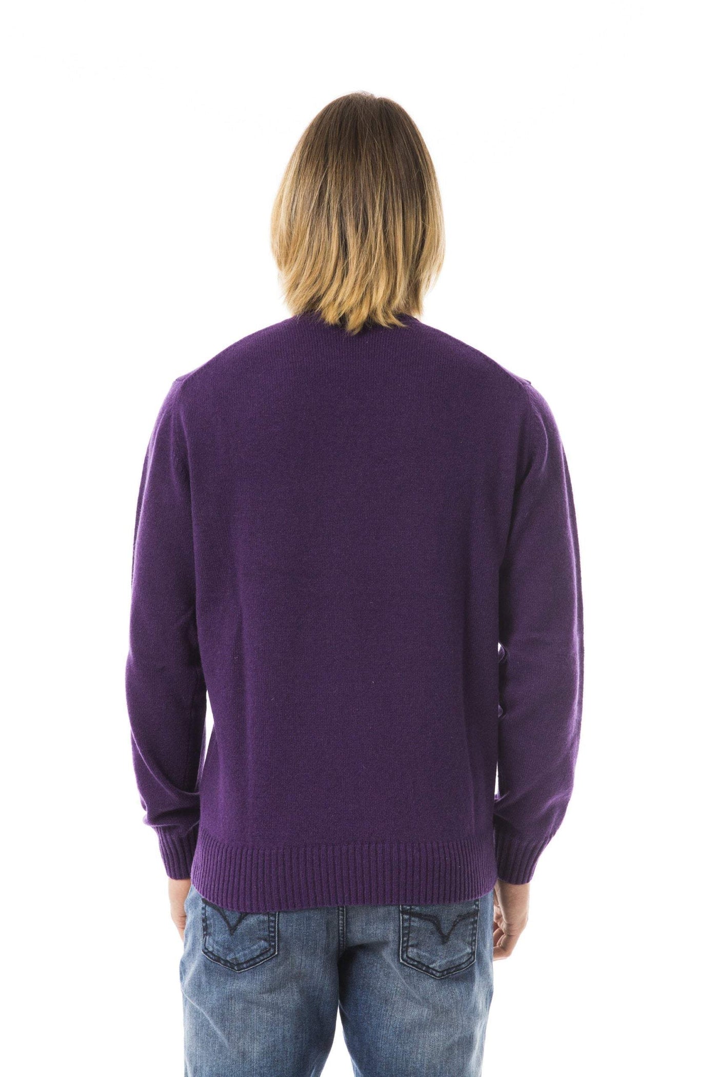 Uominitaliani emboidered crew neck Sweater #men, feed-color-Violet, feed-gender-adult, feed-gender-male, L, Sweaters - Men - Clothing, Uominitaliani, Violet at SEYMAYKA