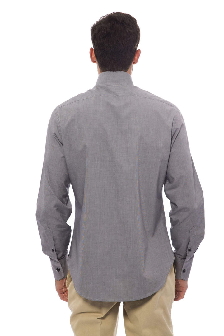 Billionaire Italian Couture Black/White Cotton Shirt #men, Billionaire Italian Couture, Black/White, feed-1, IT41 | L, IT42 | XL, IT43 | 2XL, IT44 | 3XL, IT45 | 4XL, Shirts - Men - Clothing at SEYMAYKA