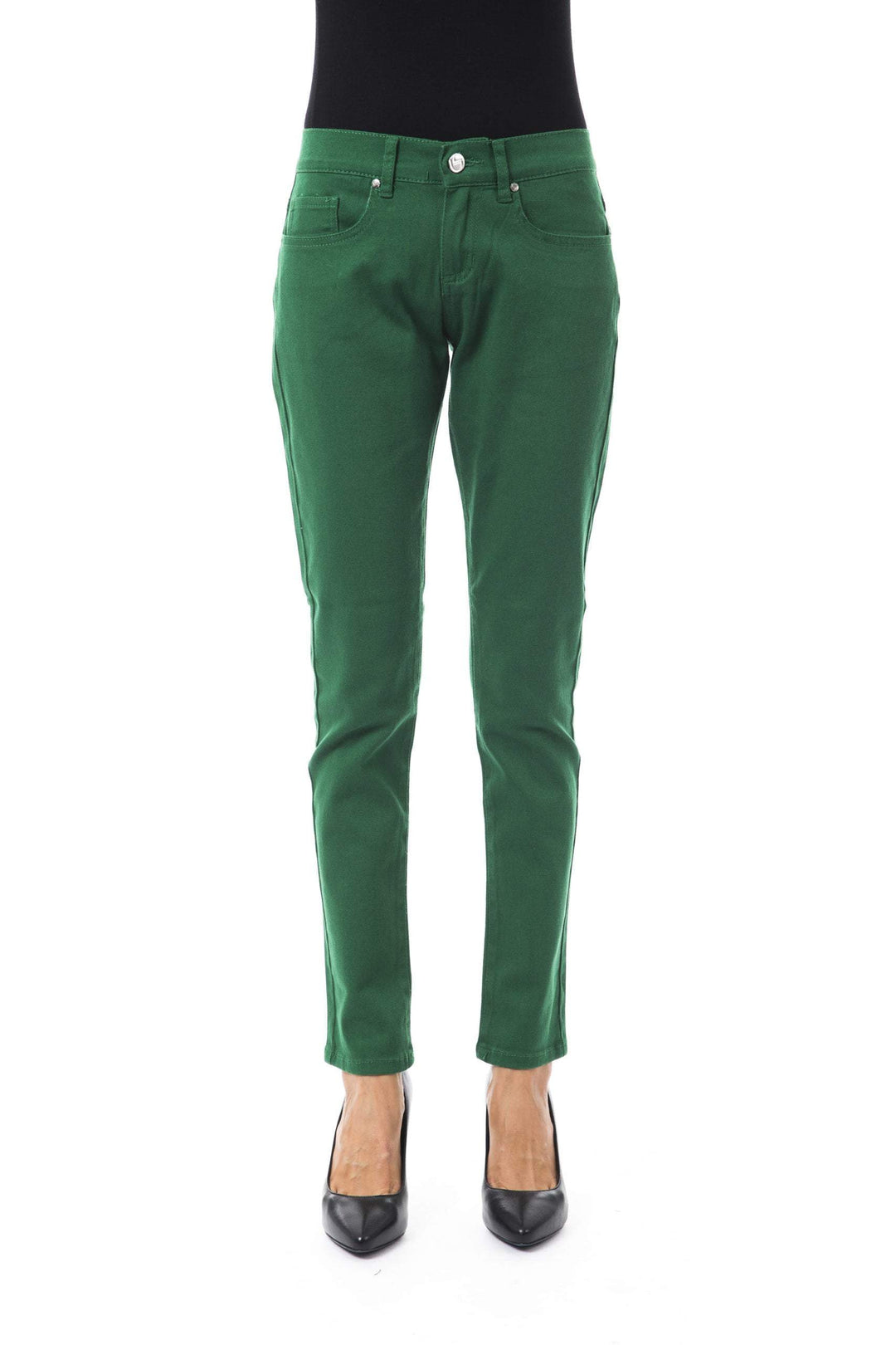 BYBLOS Green Cotton Jeans & Pant BYBLOS, feed-1, Green, Jeans & Pants - Women - Clothing, W25 | IT39 at SEYMAYKA