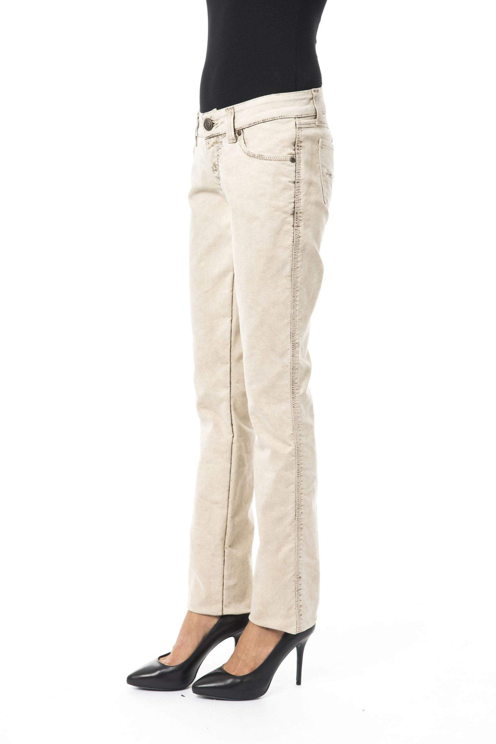 BYBLOS Beige Cotton Jeans & Pant Beige, BYBLOS, feed-1, Jeans & Pants - Women - Clothing, W26 | IT40, W30 | IT44 at SEYMAYKA