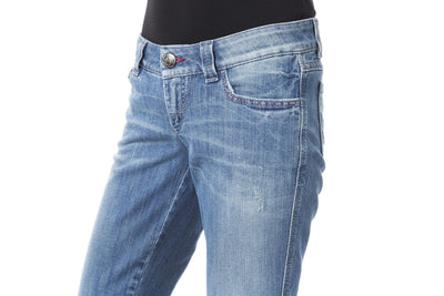 BYBLOS Blue Cotton Jeans & Pant Blue, BYBLOS, feed-1, Jeans & Pants - Women - Clothing, W26 | IT40 at SEYMAYKA
