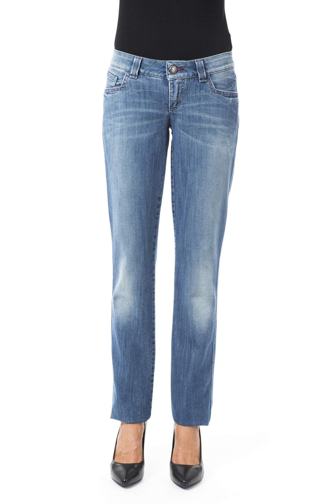BYBLOS Blue Cotton Jeans & Pant Blue, BYBLOS, feed-1, Jeans & Pants - Women - Clothing, W26 | IT40 at SEYMAYKA