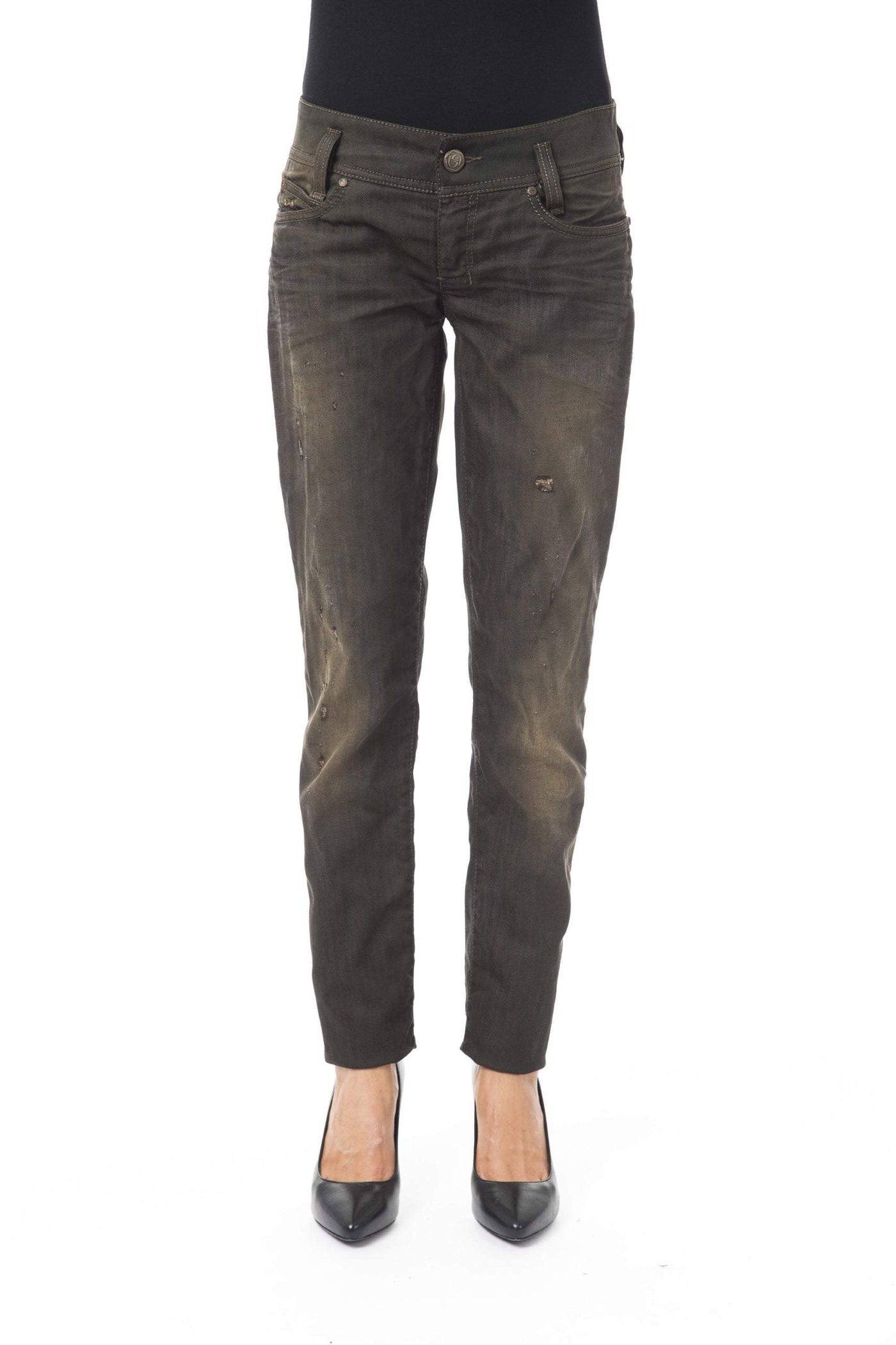 BYBLOS Black Cotton Jeans & Pant Black, BYBLOS, feed-1, Jeans & Pants - Women - Clothing, W26 | IT40, W30 | IT44, W31 | IT45 at SEYMAYKA
