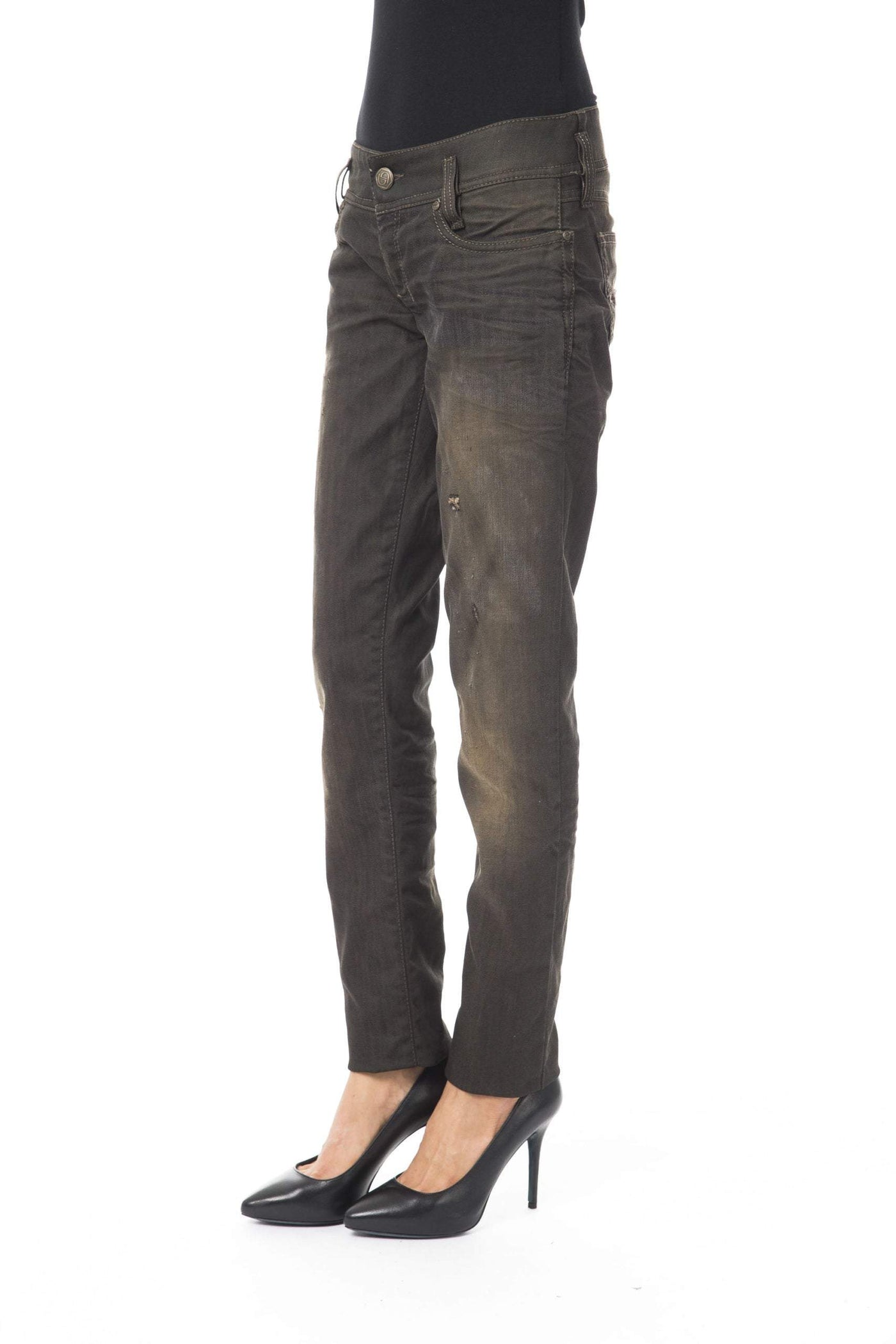 BYBLOS Black Cotton Jeans & Pant Black, BYBLOS, feed-1, Jeans & Pants - Women - Clothing, W26 | IT40, W30 | IT44, W31 | IT45 at SEYMAYKA