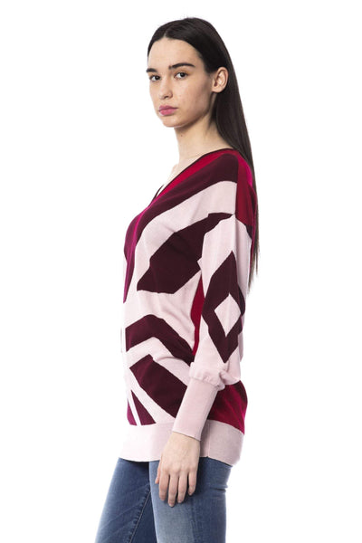 BYBLOS oversized v-neck  Sweater #women, Burgundy, BYBLOS, feed-color-Burgundy, feed-gender-adult, feed-gender-female, L, M, S, Sweaters - Women - Clothing at SEYMAYKA