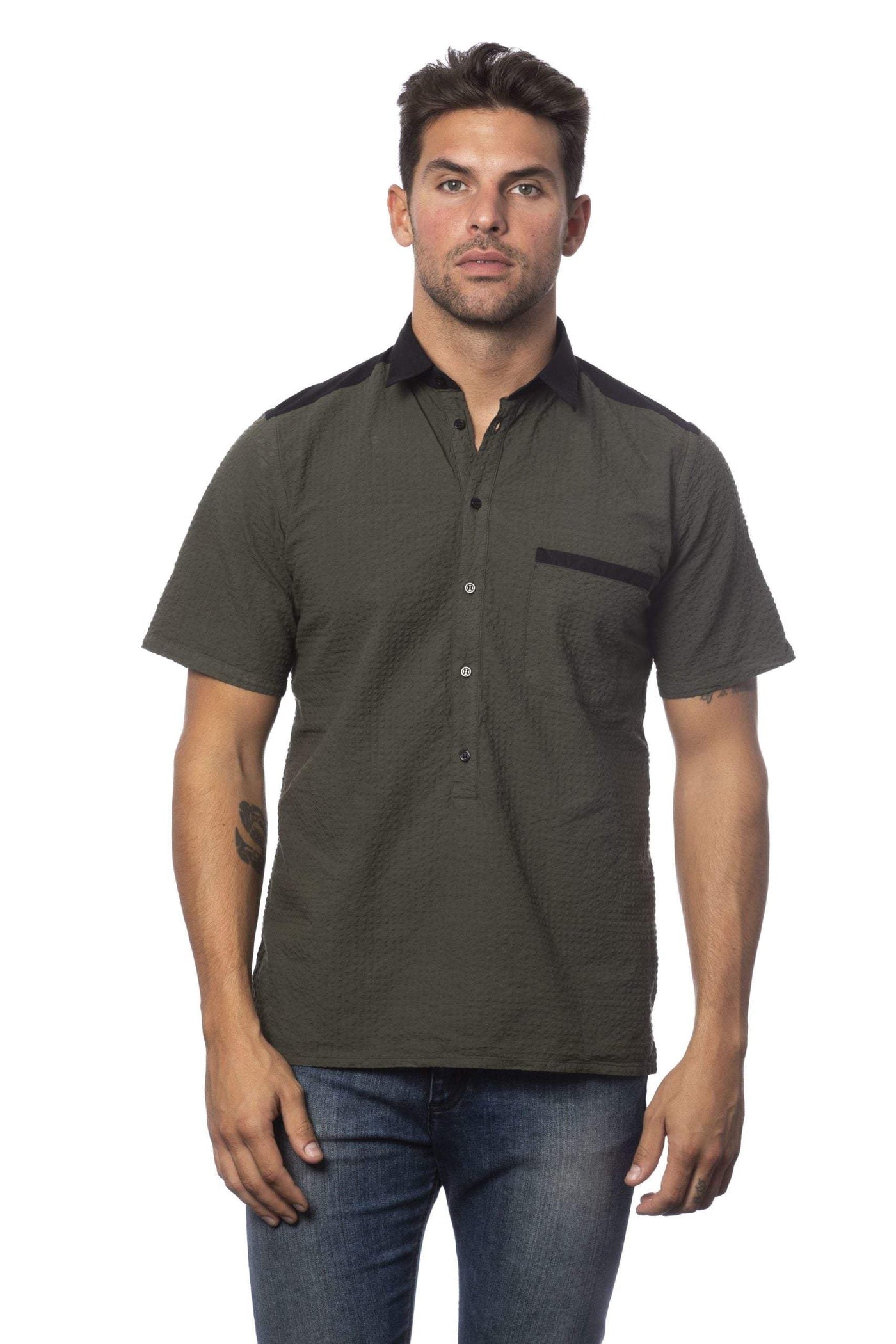 Verri Army Cotton Shirt #men, Army, feed-1, IT40 | M, IT41 | L, Shirts - Men - Clothing, Verri at SEYMAYKA