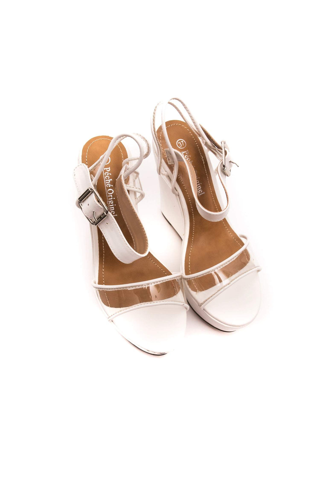 SEYMAYKA White Polyurethane Sandal EU35/US4.5, EU36/US5.5, EU37/US6.5, EU38/US7.5, EU39/US6, EU40/US7, EU41/US8, feed-1, Sandals - Women - Shoes, White at SEYMAYKA