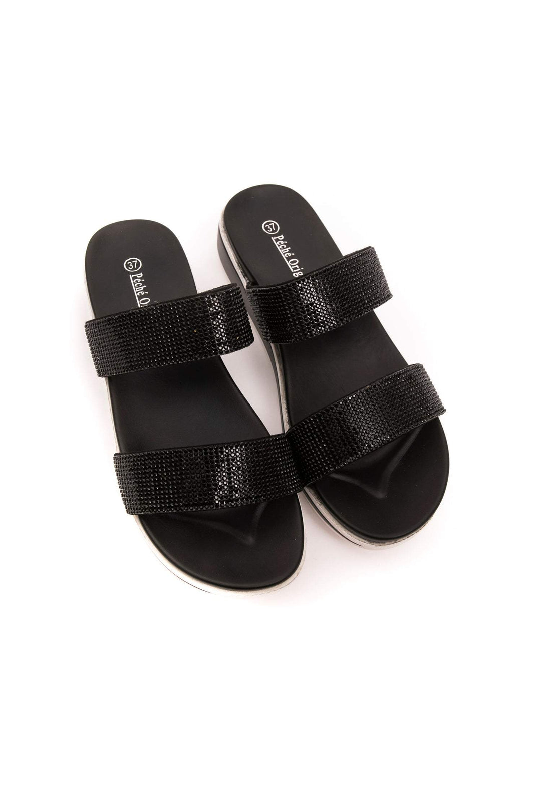 Péché Originel Black Polyurethane Sandal Black, EU36/US5.5, EU37/US6.5, EU38/US7.5, EU39/US6, EU40/US7, EU41/US8, feed-1, Péché Originel, Sandals - Women - Shoes at SEYMAYKA