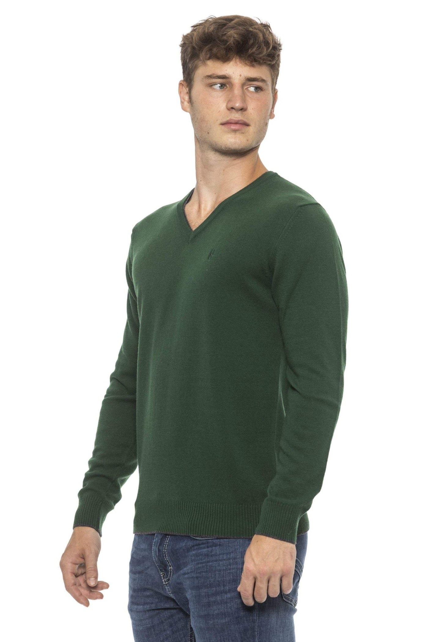 Conte of Florence v-neck Solid color Sweater #men, Conte of Florence, feed-agegroup-adult, feed-color-Green, feed-gender-male, Green, L, M, S, Sweaters - Men - Clothing, XL at SEYMAYKA