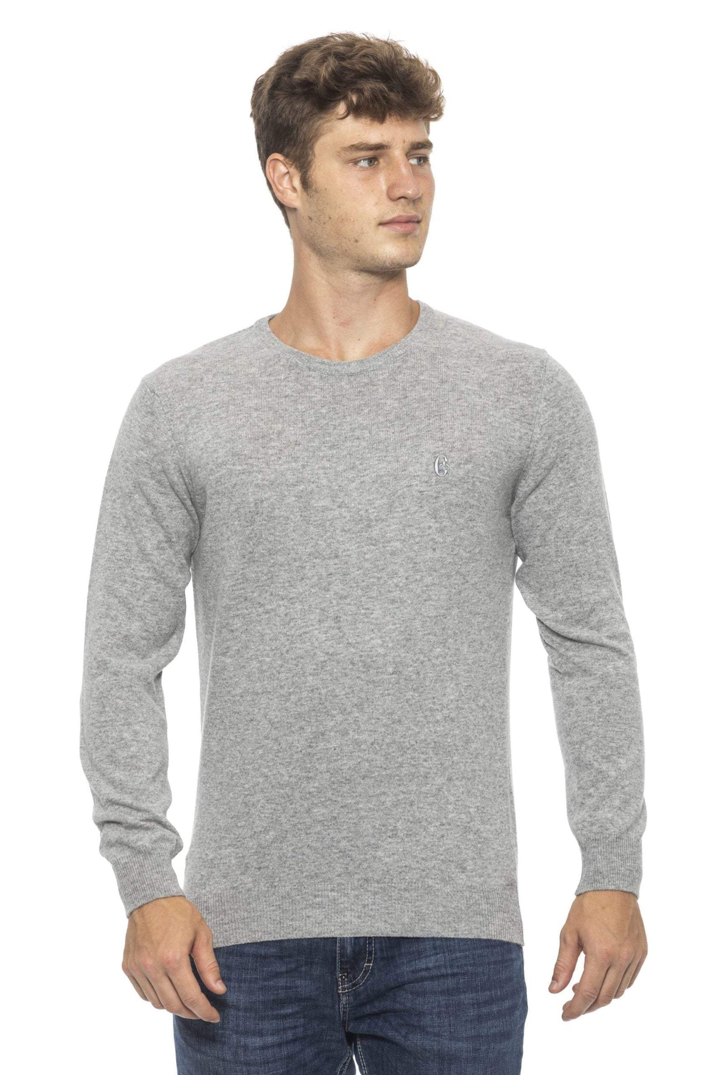 Conte of Florence crew neck  Solid color Sweater #men, Conte of Florence, feed-agegroup-adult, feed-color-Silver, feed-gender-male, L, M, Silver, Sweaters - Men - Clothing, XL, XXL at SEYMAYKA
