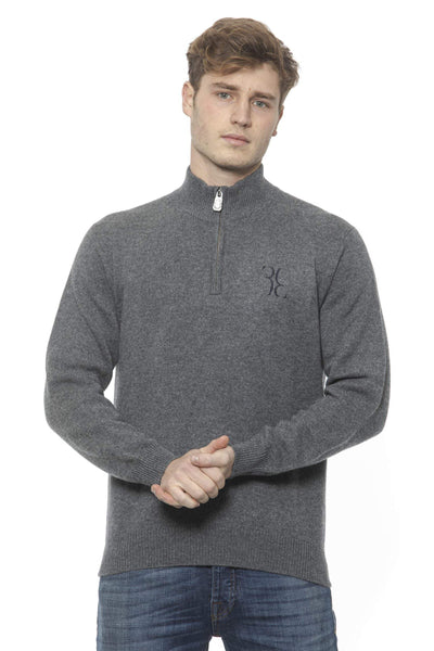 Billionaire Italian Couture  zip closure logo embroidered Sweater #men, Billionaire Italian Couture, feed-agegroup-adult, feed-color-Gray, feed-gender-male, Gray, Sweaters - Men - Clothing, XL, XXL at SEYMAYKA