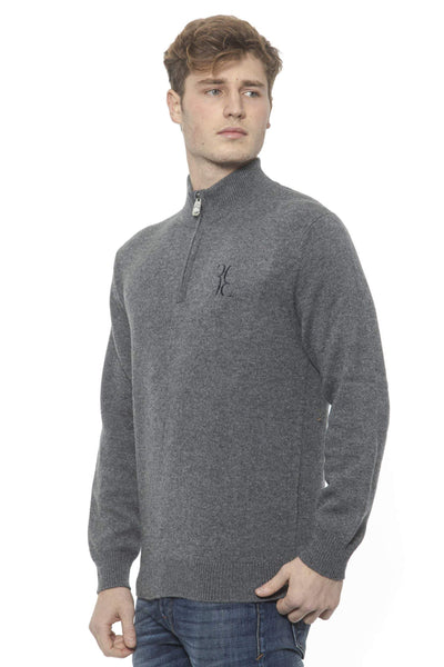 Billionaire Italian Couture  zip closure logo embroidered Sweater #men, Billionaire Italian Couture, feed-agegroup-adult, feed-color-Gray, feed-gender-male, Gray, Sweaters - Men - Clothing, XL, XXL at SEYMAYKA