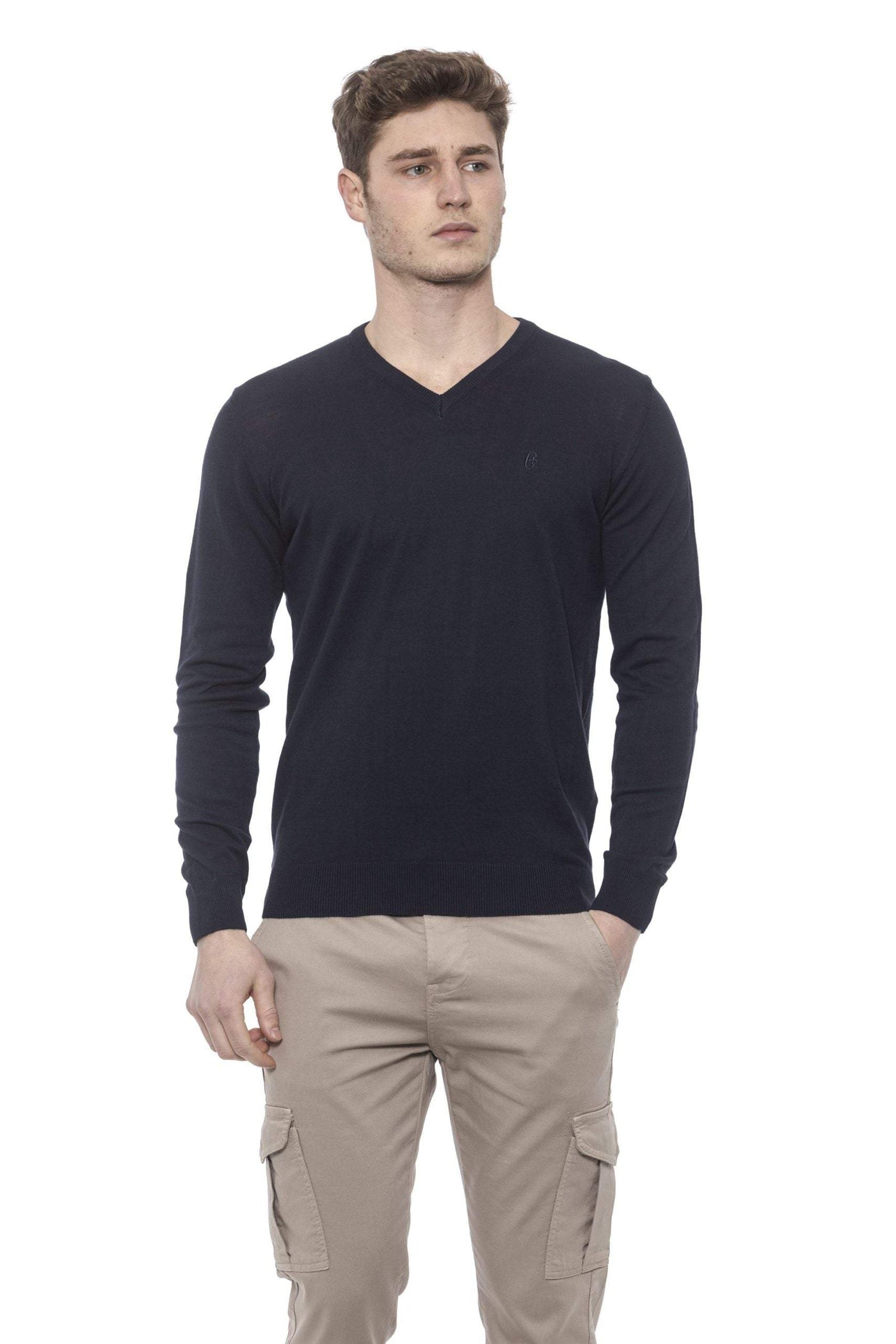 Conte of Florence v-neck  solid color  Sweater #men, 3XL, Blue, Conte of Florence, feed-agegroup-adult, feed-color-Blue, feed-gender-male, L, M, S, Sweaters - Men - Clothing, XL, XXL at SEYMAYKA