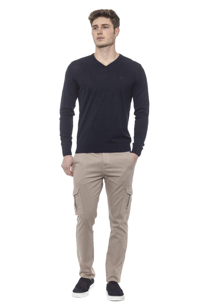 Conte of Florence v-neck  solid color  Sweater #men, 3XL, Blue, Conte of Florence, feed-agegroup-adult, feed-color-Blue, feed-gender-male, L, M, S, Sweaters - Men - Clothing, XL, XXL at SEYMAYKA