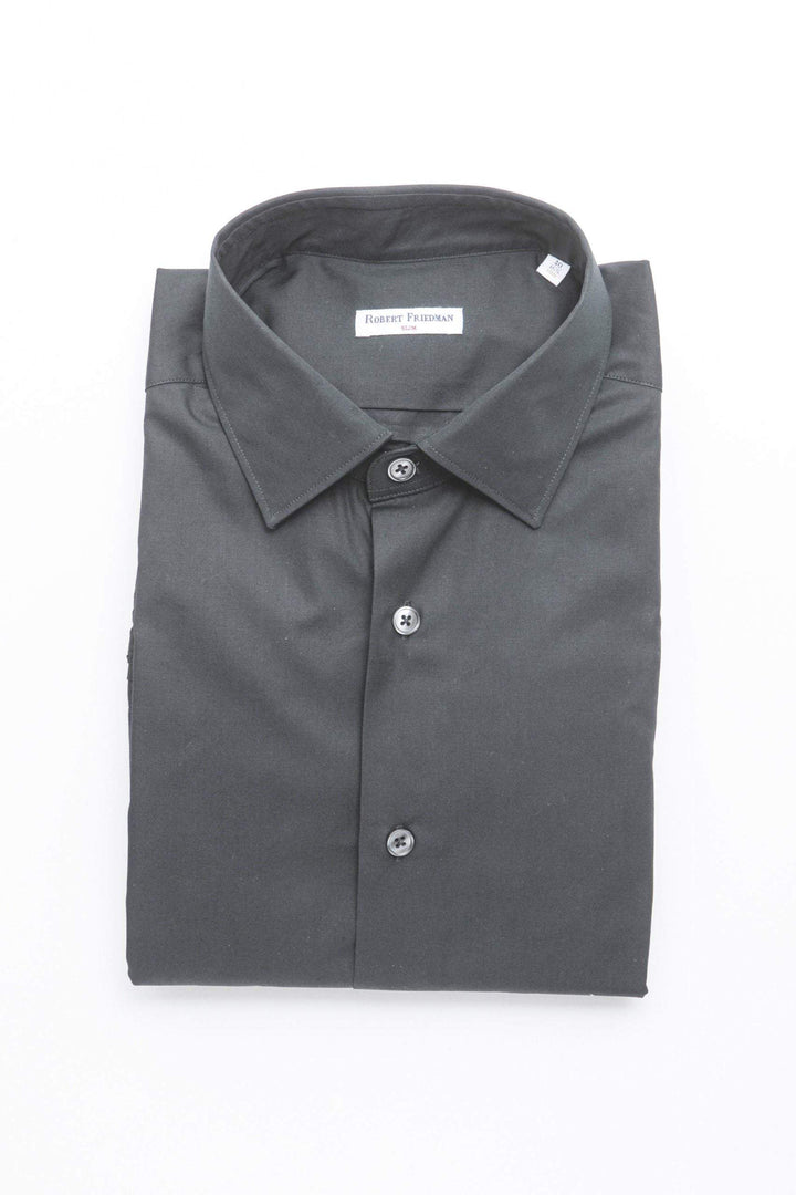 Robert Friedman Black Cotton Shirt #men, Black, feed-1, IT39 | S, IT40 | M, IT41 | L, IT42 | XL, IT43 | 2XL, IT44 | 3XL, Robert Friedman, Shirts - Men - Clothing at SEYMAYKA