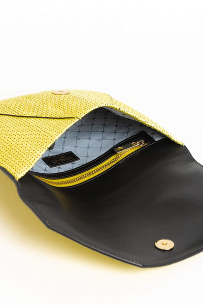 Trussardi Yellow Leather Clutch Bag Clutch Bags - Women - Bags, feed-1, Trussardi, Yellow at SEYMAYKA