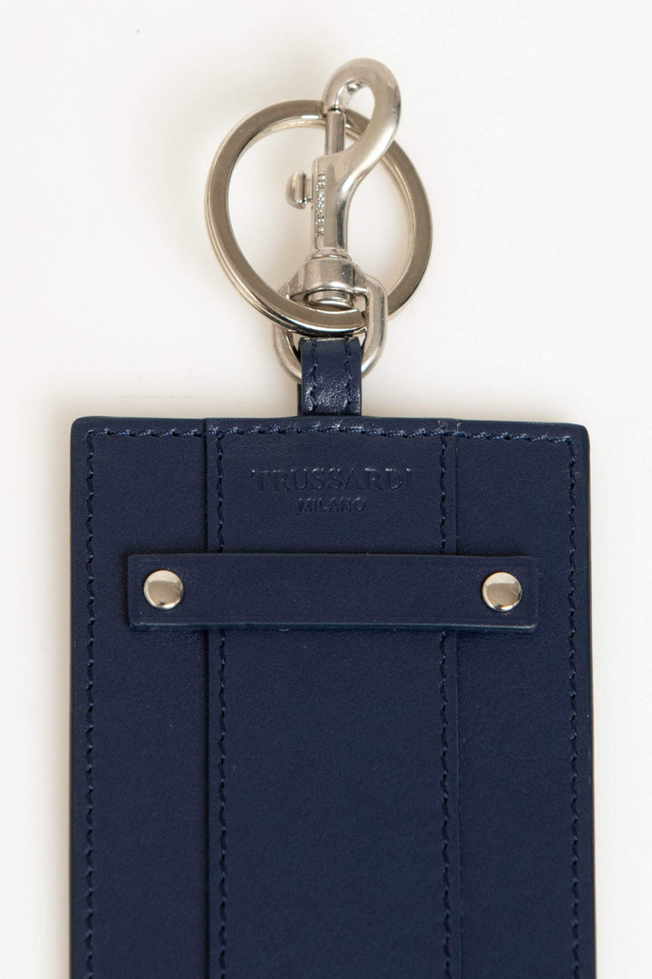 Trussardi Blue Leather Keychain #men, Blue, feed-1, Keychains - Men - Accessories, Trussardi at SEYMAYKA