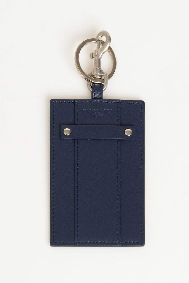 Trussardi Blue Leather Keychain #men, Blue, feed-1, Keychains - Men - Accessories, Trussardi at SEYMAYKA