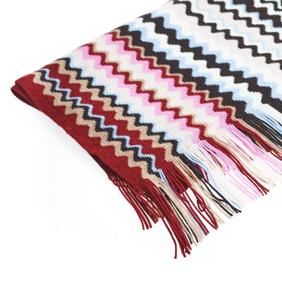 Missoni Geometric Patterned Fringe Scarf in Bright Hues