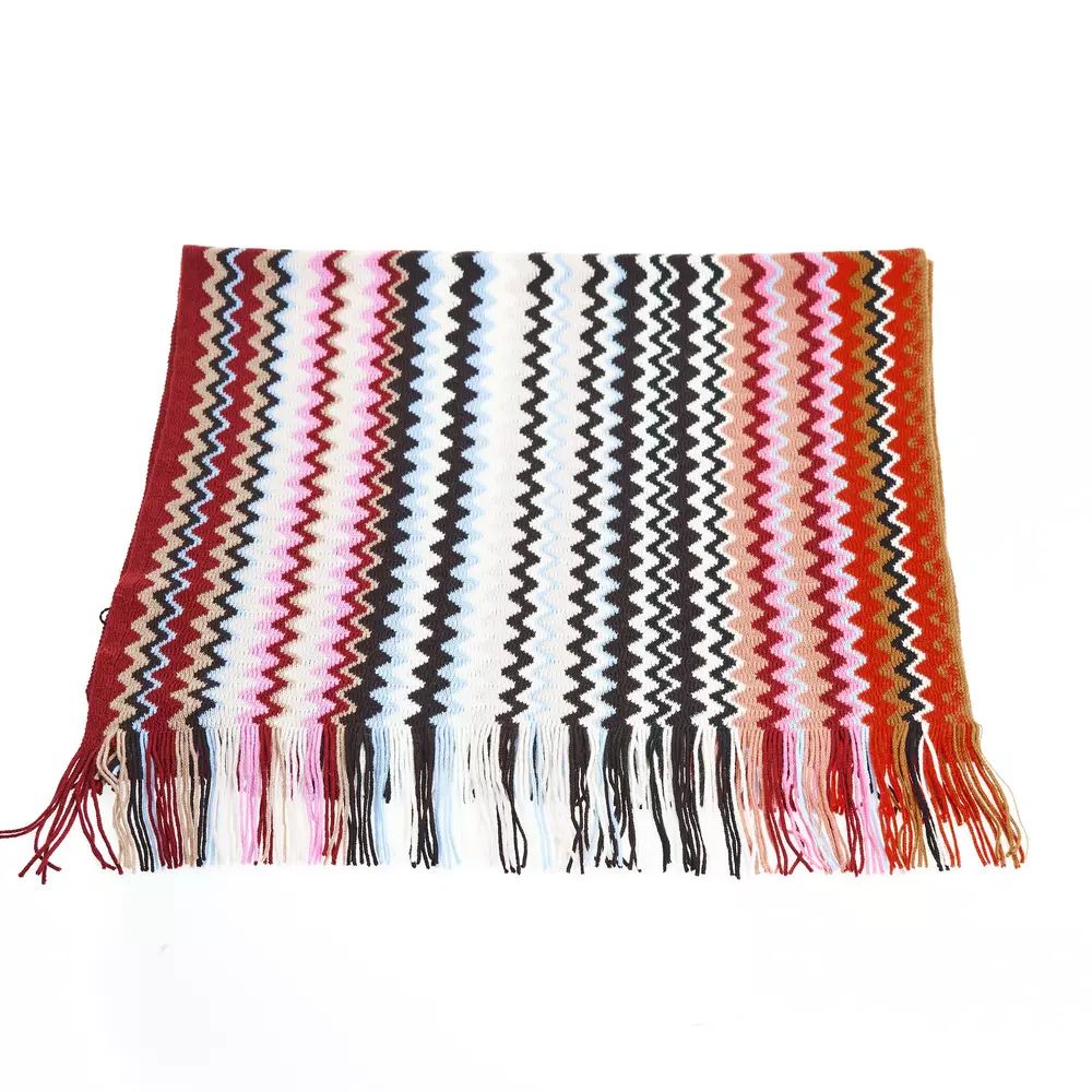 Missoni Geometric Patterned Fringe Scarf in Bright Hues