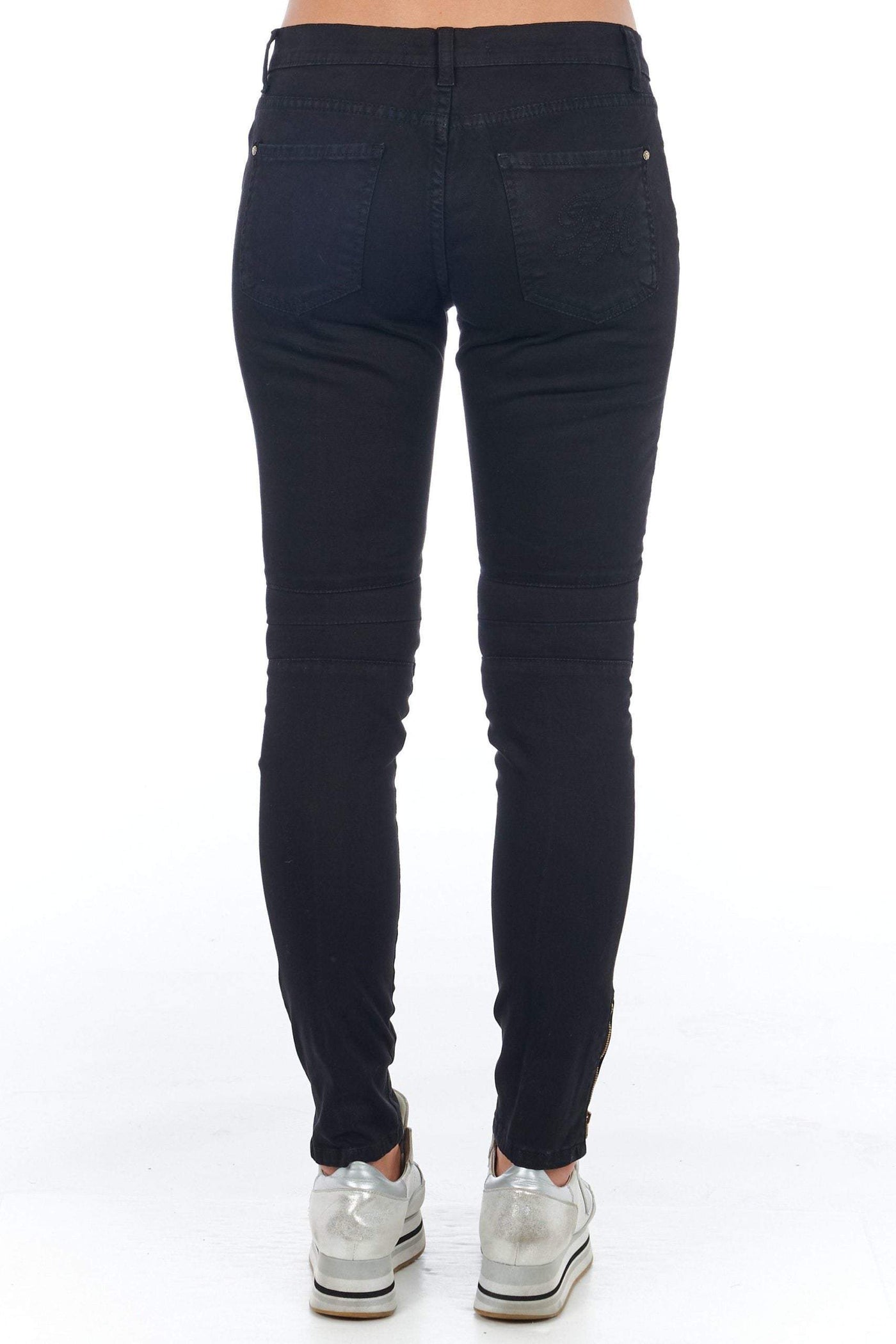 Frankie Morello Black Cotton Jeans & Pant Black, feed-1, Frankie Morello, IT40 | XS, IT42 | S, IT44 | M, IT46 | L, Jeans & Pants - Women - Clothing at SEYMAYKA