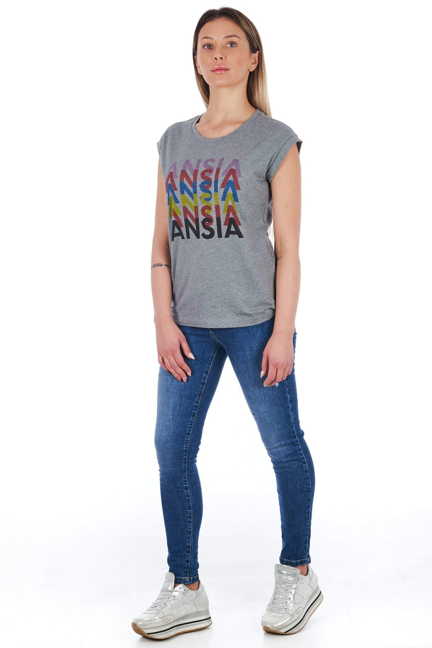 Frankie Morello printed Tops & T-Shirt #women, feed-agegroup-adult, feed-color-Gray, feed-gender-female, Frankie Morello, Gray, L, M, S, Tops & T-Shirts - Women - Clothing, XS at SEYMAYKA
