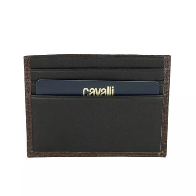 Cavalli Class Brown Leather Di Calfskin Card Holder