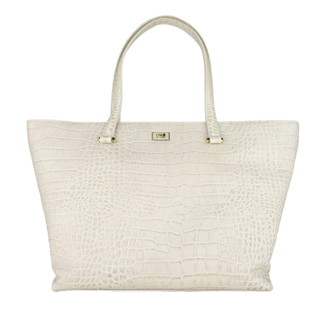 Cavalli Class white snake texture zipper Handbag #women, Bianco, Cavalli Class, feed-agegroup-adult, feed-color-white, feed-gender-female, Handbags - Women - Bags at SEYMAYKA