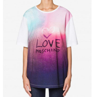 Love Moschino over fit cotton  Tops & T-Shirt #women, feed-agegroup-adult, feed-color-white, feed-gender-female, IT40|S, IT42|M, IT44|L, IT46 | L, IT48 | XL, Love Moschino, Tops & T-Shirts - Women - Clothing, White at SEYMAYKA