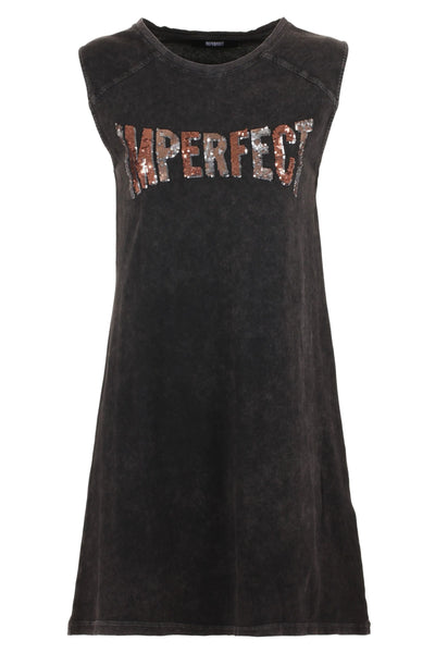 Imperfect brand logo on front Dress Black, Dresses - Women - Clothing, feed-agegroup-adult, feed-color-Black, feed-gender-female, Imperfect, M, S, XS at SEYMAYKA