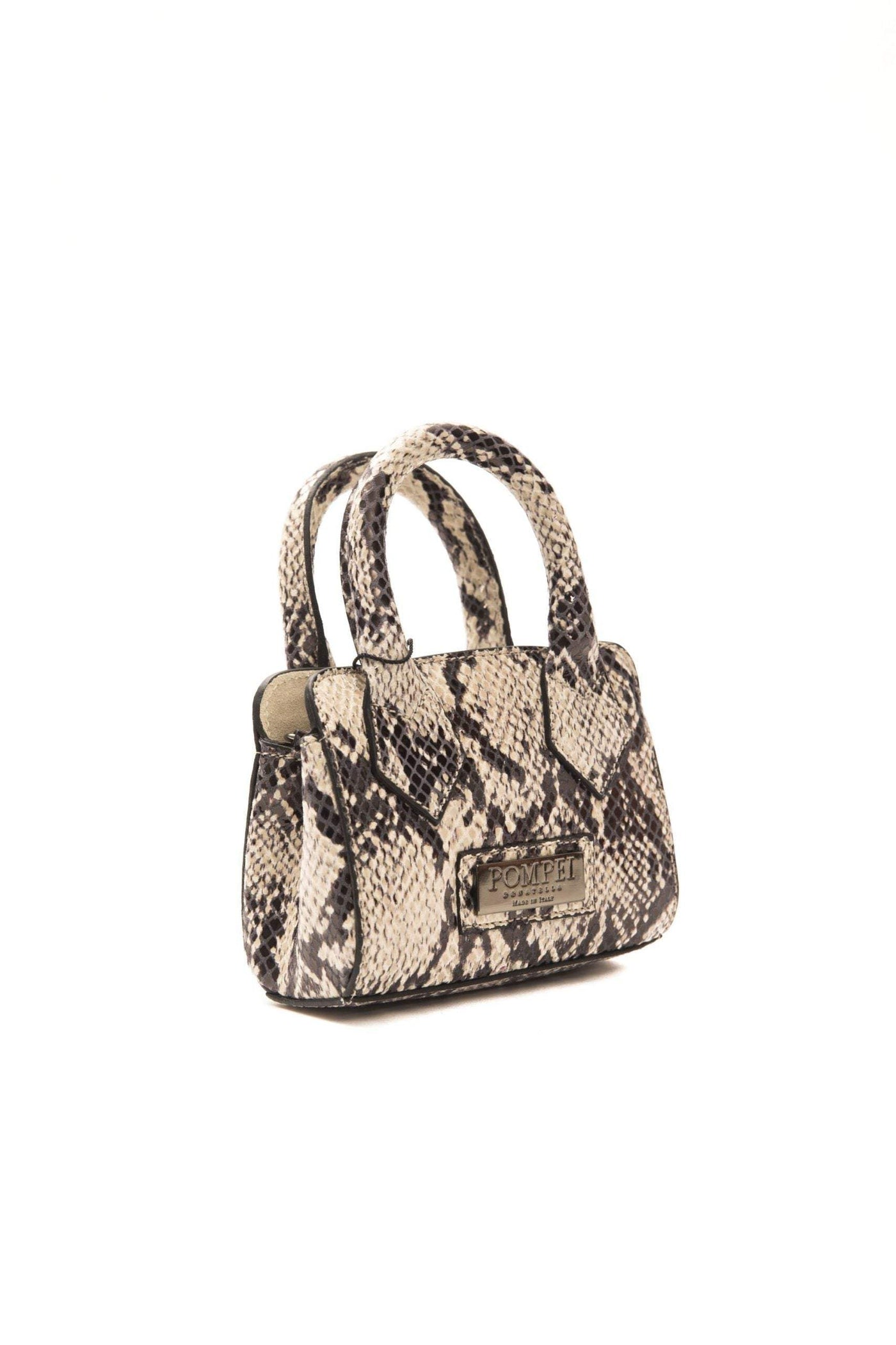 Pompei Donatella logo-plaque snake texture Handbag #women, feed-agegroup-adult, feed-color-grey, feed-gender-female, Grey, Handbags - Women - Bags, Pompei Donatella at SEYMAYKA