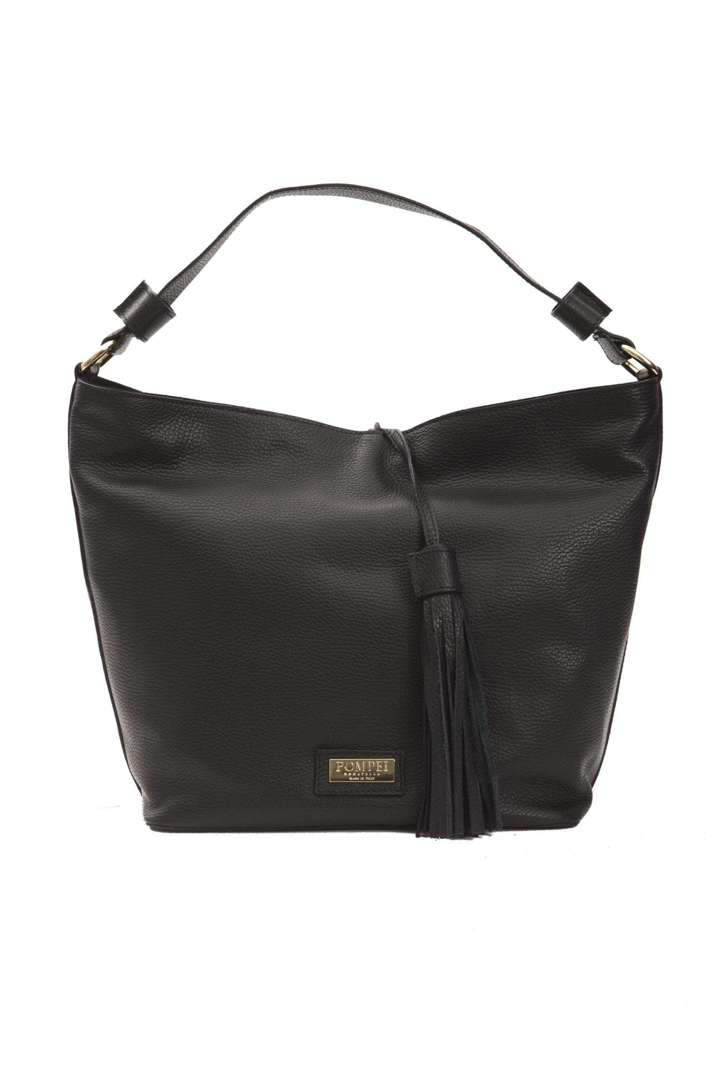 Pompei Donatella Black Leather Shoulder Bag Black, feed-1, Pompei Donatella, Shoulder Bags - Women - Bags at SEYMAYKA