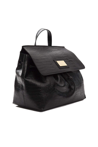 Pompei Donatella logo-plaque snake texture Handbag #women, Black, feed-agegroup-adult, feed-color-black, feed-gender-female, Handbags - Women - Bags, Pompei Donatella at SEYMAYKA