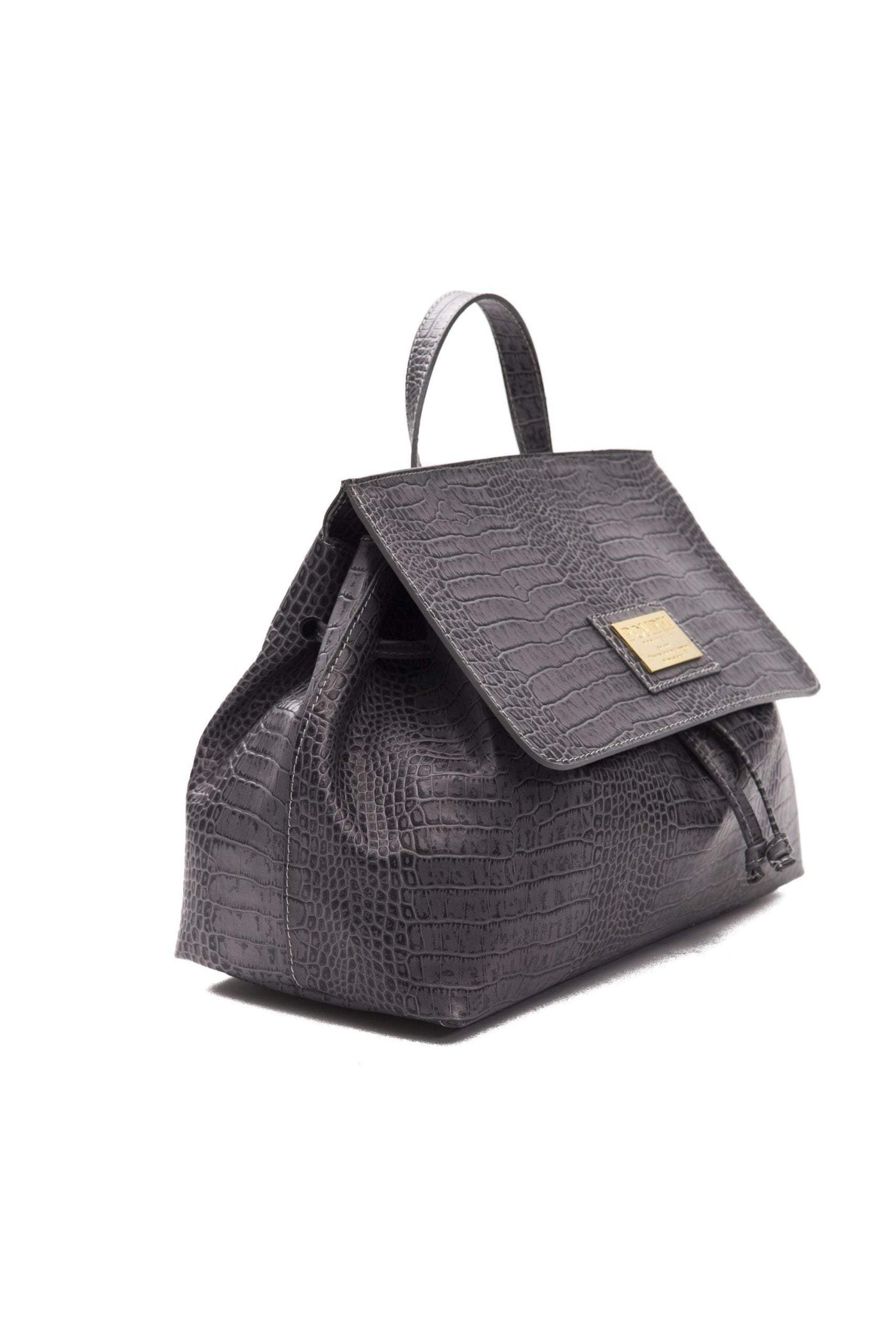 Pompei Donatella logo-plaque snake texture Handbag #women, feed-agegroup-adult, feed-color-grey, feed-gender-female, Grey, Handbags - Women - Bags, Pompei Donatella at SEYMAYKA