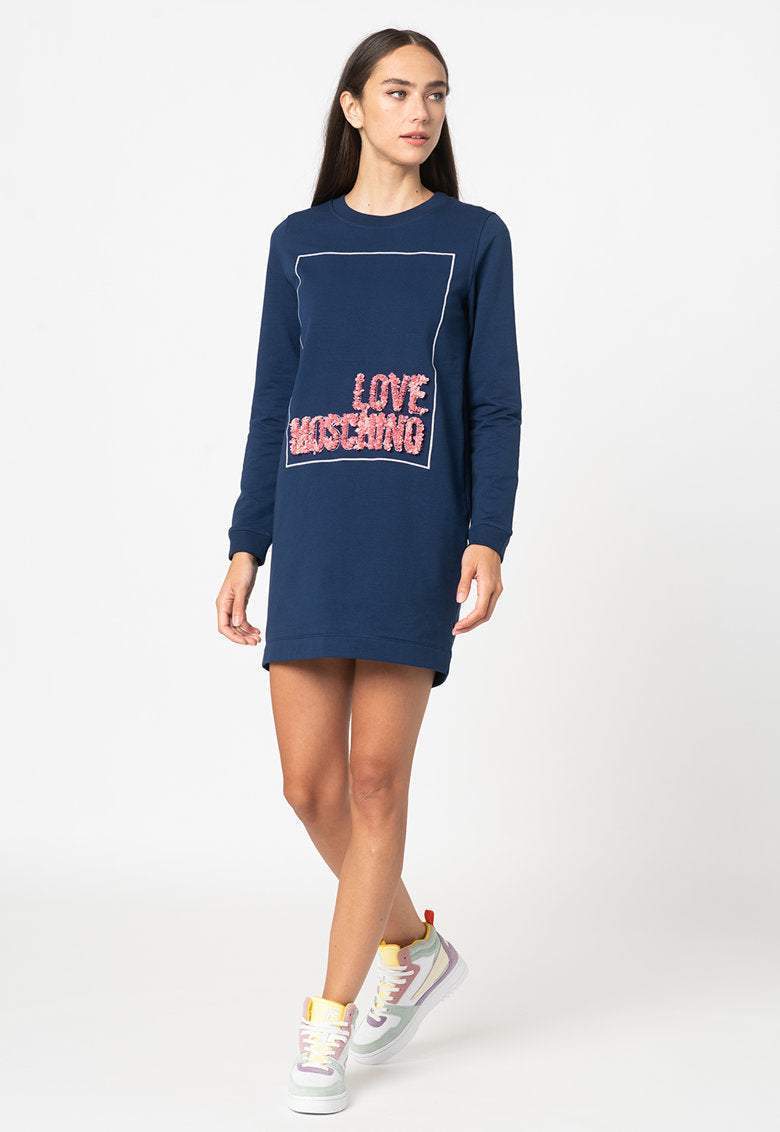 Love Moschino relief brand design Dress #women, Blue, Dresses - Women - Clothing, feed-agegroup-adult, feed-color-Blue, feed-gender-female, IT40|S, IT42|M, IT44|L, IT46 | L, IT48 | XL, Love Moschino at SEYMAYKA