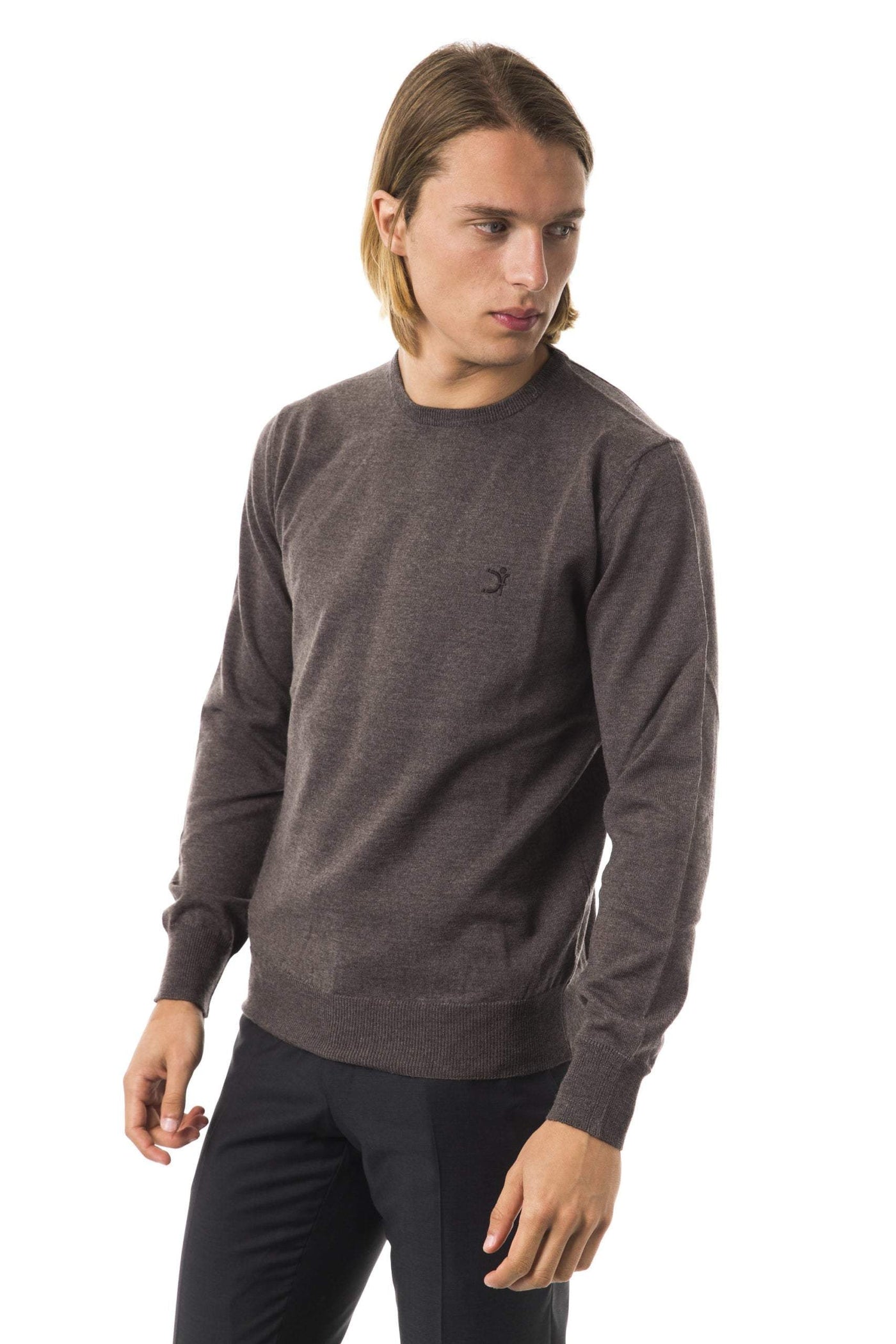 Uominitaliani emboidered  crew neck Sweater #men, feed-color-Gray, feed-gender-adult, feed-gender-male, Gray, L, Sweaters - Men - Clothing, Uominitaliani, XL, XXL at SEYMAYKA
